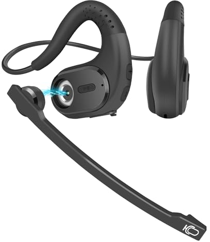 Seflorgo Casque Bluetooth avec Microphone Détachable pour Téléphones PC Ordinateur, Écouteur Léger et Confortable à Oreille Ouverte avec Micro Anti-Bruit DSP pour Bureau Réunion Maison - 12 H