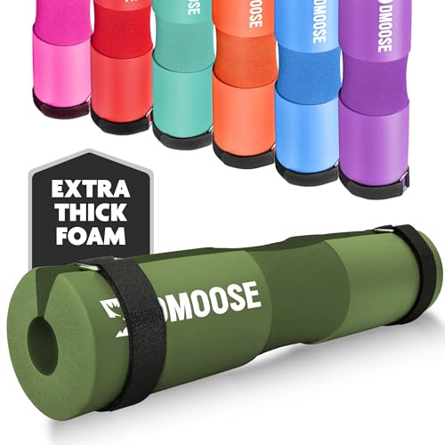 DMoose Fitness-Hantelpolster für Hüftstöße und Kniebeugen – Rutschfestes, dickes Schaumstoffpolster für den Nacken mit zwei Riemen – Passend für alle olympischen Hantelstangen und Smith-Maschinen