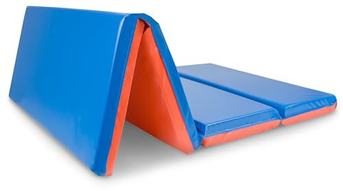 ProSource Four-Fold Kids Rest Mat, 2-inch Thick Sleeping Mats for Kids, Foam Foldable Cushion for Child Comfort, 48-in - Blue/Red