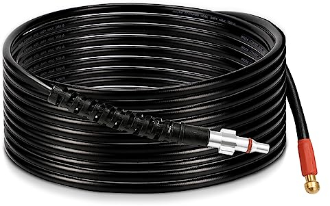 Izrielar Manguera para limpieza de tuberías (15 m, 200 bar, 60 °C, incluye adaptador, boquillas rígidas + rotativo)