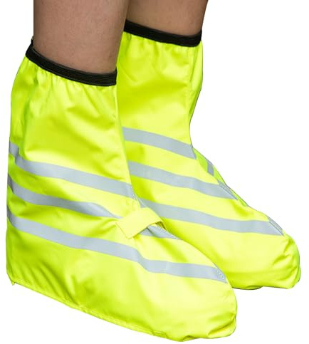 HJSSAA Copriscarpe per bicicletta, impermeabili, con riflettori, unisex, per pioggia, per bicicletta, pioggia (giallo, L)