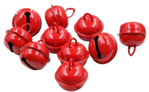 Qiantull 50 Stück Glöckchen zum Basteln 22mm Glocke Deko Rot | Metallglöckchen, Klangvoll Bells, Bastelglocken, Für DIY Handwerk, Schmuck, Haustier, Weihnachten Dekoration