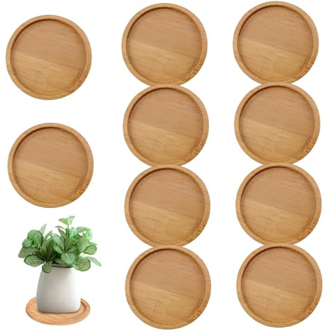 Blumentopf Untersetzer 10 Stück 8 9 cm rund Bambus langlebig Blumentopf Untersetzer kleine Blumentopf Untersetzer für drinnen Tisch Schreibtisch Garten Dekorationen für draußen großer Blumentopf