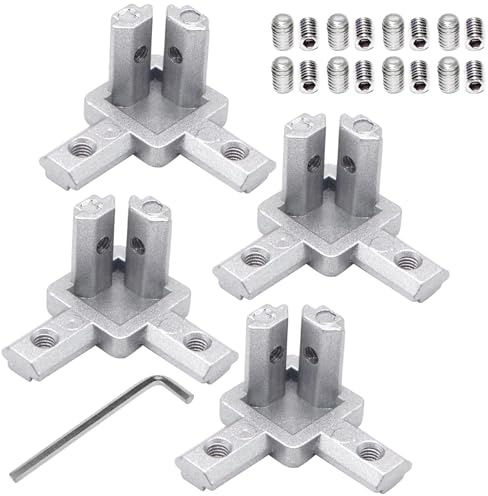 4Stk Verbinder 2020 3 Wege Verbinder Aluminium Aluprofil Verbinder Halter Eckhalterung Mit Schrauben Für Europäisch Standard 6mm T Nut Aluminium Extrusion Profil 4Stk