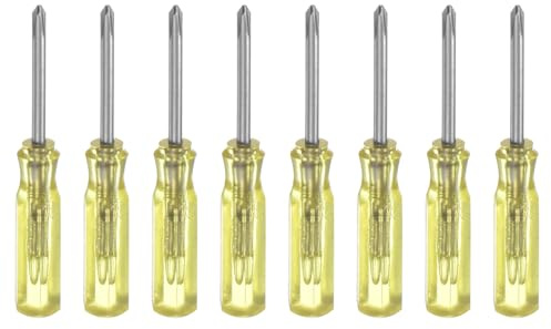 sourcing map 8Pcs PH0 Mini Phillips Screwdriver 2mm Magnetic Cross Head 45mm Length for Small Appliances Repairs, Yellow