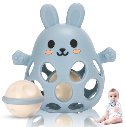 Venditer Juguetes Montessori Bebes 0-3-6-12 Meses Educativos, Juguete de pelota para bebé, Juguetes Bebes 1 año, Juguetes Sensoriales Bebe Sonajero Azul