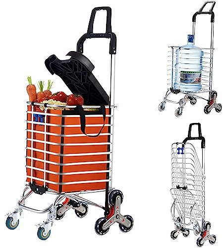 Treppensteiger Schubwagen mit Abdeckplatte – 360° drehbarer faltbarer Einkaufswagen für Lagereinkäufe, 51 kg Tragkraft