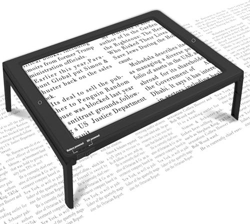 NZQXJXZ 5X Leselupe mit Licht für Senioren Groß, Lupe mit Licht und Ständer, Dimmbare Lesehilfe mit 50 LED Licht, Größere Linsen, Klappbarer Ständer Hände Frei für Bücher, Nähen, Lesen, Sehschwäche