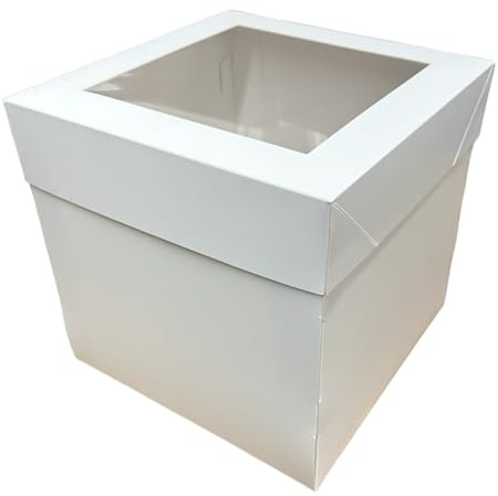 LARRYROO Pack of 5 x Tall Cake Box Extra Deep with Clear Display Window, Ideal for High Celebration, Wedding, Birthday Cakes (10)