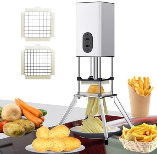 Machine électrique de coupe-frites, coupe-frites vertical en acier inoxydable, coupe-pommes de terre commercial et domestique, trancheuse automatique de pommes de terre avec lame de 1/2 3/8 pouces,