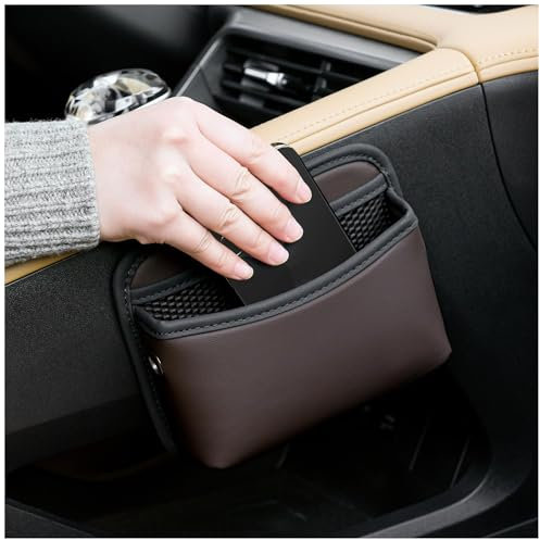 ASKKLP Autositze Seitentasche Aufbewahrungsbox für Ford C-Max 2015-2021, Gap Organizer Storage Box, Seitlicher Organizer für Autositze, Leder Aufbewahrung Innenraum,A-Coffee