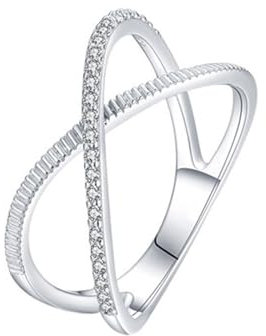Epinki Hochzeitsring Weißgold 585 14K, Kreuz Klassiker Zart Bandringe Au585 Gold Hochzeitsband mit Moissanit Echtgold Schmuck für Damen, Gr.47 (15.0)