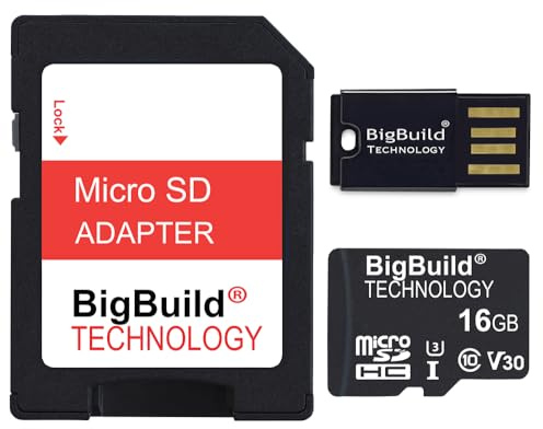 BigBuild Technology Carte Mémoire Micro SDHC U3 16 Go pour GoPro HERO13, HERO12, HERO11 Black Caméras d'action