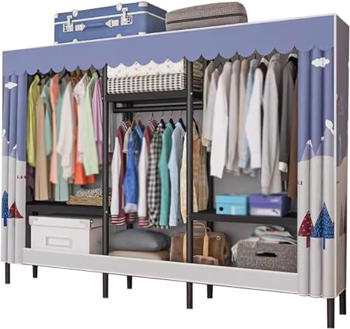 Kleiderschrank, großer Kleiderschrank, Stoff-Hängegarderobe, Kleiderschrank aus Metall, Kleiderschränke für Schlafzimmer, Seitenvorhang, tragbarer Kleiderschrank, geräumig