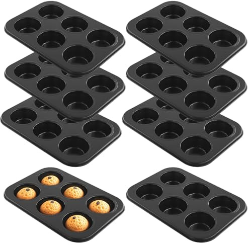 JAPCHET 8PCS 6 Cup Muffin Baking Trays, Carbon Steel Pudding Tray, Yorkshire Pudding Tray for Cupcakes, Pies, Brownies