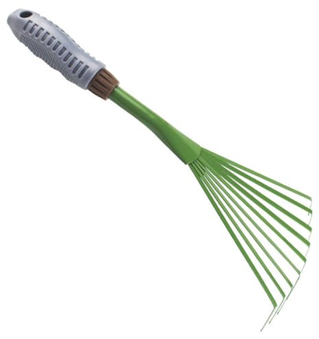 Trädgårdskratta robust liten handräfsa med ergonomiskt handtag, kompakt och bärbar trädgårdsskötsel handverktyg för trädgårdsarbete, odling, sopande gårdsblommor bäddar sopare bladskrapa