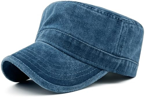 Loneshark Oversize XXL Mens Washed Cotton Military Cadet Army Caps Basic Everyday Womens Classic Vintage Style Flat Top Hats