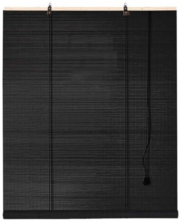 Genérico Estores De Bambu Exterior Estores Enrollables Sin Taladrar Persiana Bambú Protección Solar Ocultación para Terraza Jardín Porche Ancho 50 55 60 65 75 80 90 100 120 130 140 180cm(Negro)