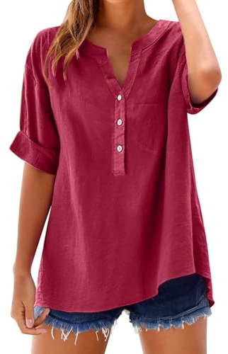 Genérico Camisetas Naranjas Mujer Blusas Sexy Verano Camisa 2026 Mangas Larga Blanca Body Retro Talla Grande Camiseta De Gatos Top Transparente Manga Corta Algodon Escote Pico Salir Un