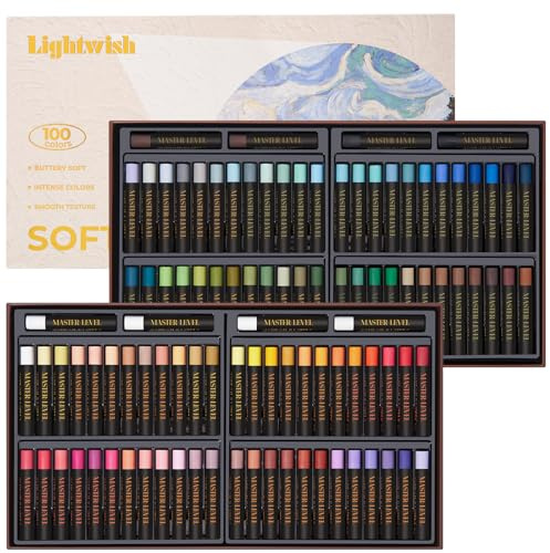 LIGHTWISH Professional Ölpastellkreiden, 100 leuchtende Farben plus 4 weiße, 104er Set, cremige und pigmentierte Künstler-Ölpastellkreiden zum Mischen, Schlichten & Schattieren | 104er Set, cremige und pigmentierte Künstler-Ölpastellkreiden zum Mischen, Schlichten & Schattieren