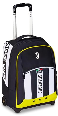 Seven Juventus Big Trolley Scuola Fisso, Bianco e Nero, 2 in 1, Doppio Uso, Trolley e Zaino, Scuola Elementare, Bambino, Calcio