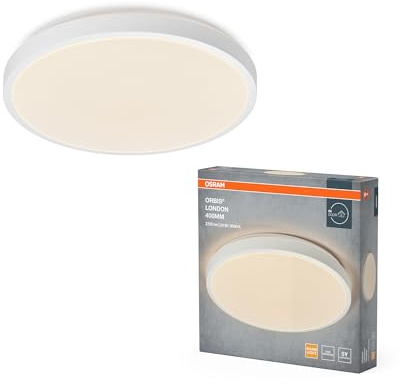 OSRAM ORBIS LONDON Plafoniera LED 400mm, bianco, 24W, 2700lm, colore della luce bianco caldo, distribuzione della luce molto omogenea, lunga durata, modulo LED non sostituibile, rotondo, IP20, 3000K.