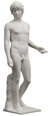DadArt Farnese Antinous Statue weißer Alabaster, antike römische Skulptur, klassische Kunstfigur, 18 cm