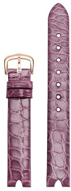 hoosouk Lederarmband für OMEGA De Ville Lederarmband V-förmige Öffnung Schraubstange Damenuhr(Light purpler)