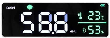 Generic Medidor de Ruido Brillo Ajustable Multifunción Alarma de Pared Automática Medidor de Nivel de Sonido Pantalla Clara y Precisa con Cable USB de Fábrica