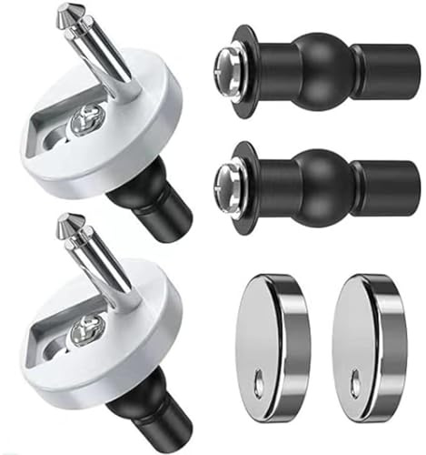 2PCS Toilet Seat Hinges Fixings - Quick Release Toilet Seat Fittings for Blind Holes - Universal Toilet Lid Hinges with Screws, Nuts & Bolts (Silver)