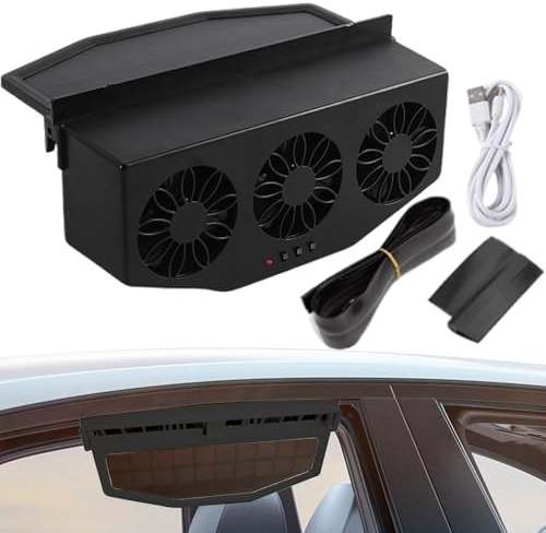 Ventilateur d'extraction solaire de voiture - Ventilateur de voiture - Ventilateur de fumée à économie d'énergie - 1200 mAh - Charge USB - Pour camping-car, camion, berline, voiture