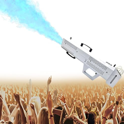 Machine à brouillard électrique portative avec lumières LED, sortie 1500 W, jet disco portable, distance de pulvérisation (19,6 à 32,8 pieds)(White)