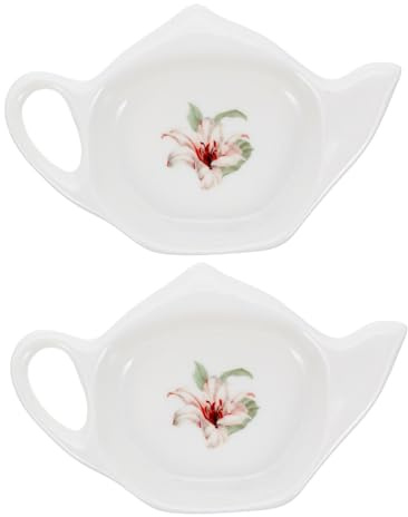 UKCOCO Soporte de Cerámica para Bolsitas de Té 2 Piezas Textura Fina y Diseño Delicado Adecuado para Habitaciones de Yoga y Hoteles