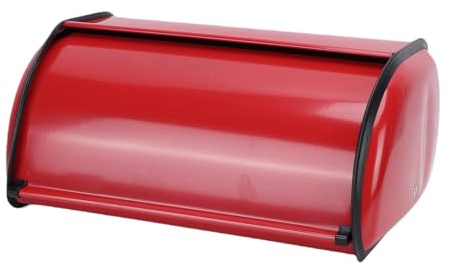 ICRPSTU 13.0x5.7x9.1in Roll Top Bread Box Iron Vintage Roll Top Bread Storage Container Food Organizer Bin for Kitchen Countertop (Red)