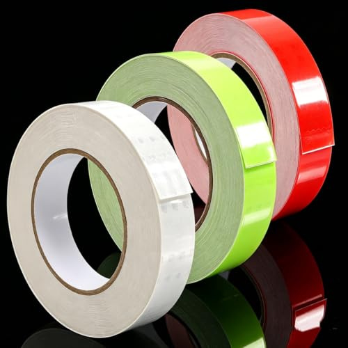 RANJIMA Lot de 3 rouleaux de ruban adhésif réfléchissant, étanche, autocollant, avertissement pour véhicules, remorques, route, vélos, voitures, casque, 25 m × 2,5 cm