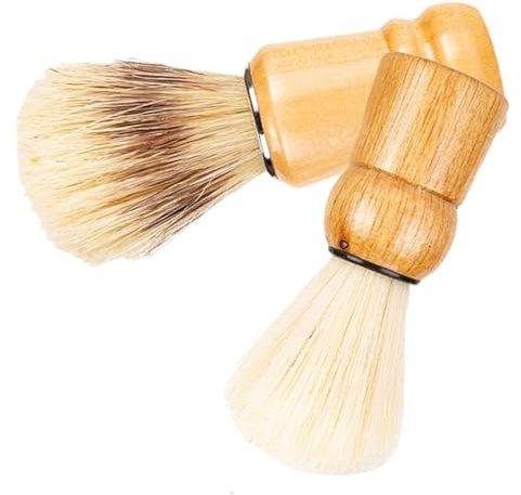 Healeved 2 Stück Herrenrasierpinsel mit Holzgriff aus Nylon für Bartpflege und Styling für Salon und Heimgebrauch mit Schaumfunktion