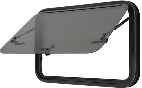 Fenêtre coulissante pour camping-car - 70 x 45 cm - Verre de sécurité en aluminium et ABS - Laisse passer la lumière à 18 % - Moustiquaire - Montage sandwich - Épaisseur de paroi : 30 à 40 mm