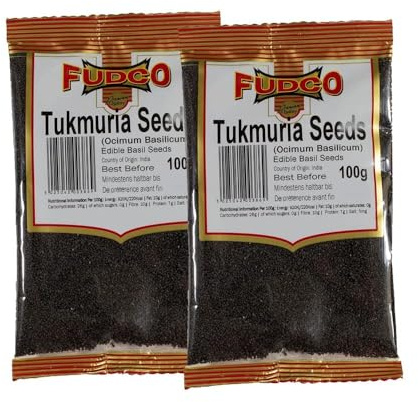 Fudco Tukmaria Seeds 100G Basil Seeds Ideal for Dessert Indian Origin Pack of 2