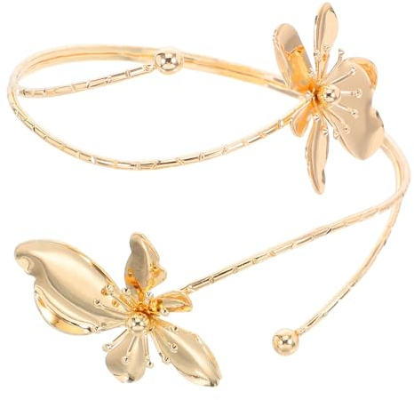 ifundom Armband Oberarm Offenes Metallarmband Damen Armreif mit Filigranen Blumen Schmuck für Freizeit und Feier