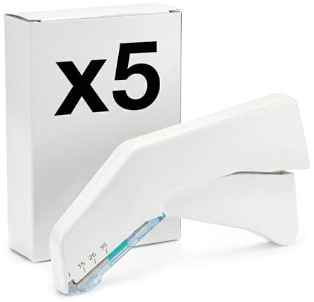 KMINA Agrafeuse Cutanée Chirurgicale F35W, 35 Agrafes Stériles (5 pcs) | Corps ABS, Acier Inoxydable, Sans Latex, Sachet Individuel à Ouverture Facile, Fermeture Rapide de la Peau