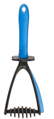 Kochblume Kartoffelstampfer | Silikon-Schaberlippe | Hitzebeständig | Spülmaschinenfest | 28,5 x 11cm | Farbe: blau