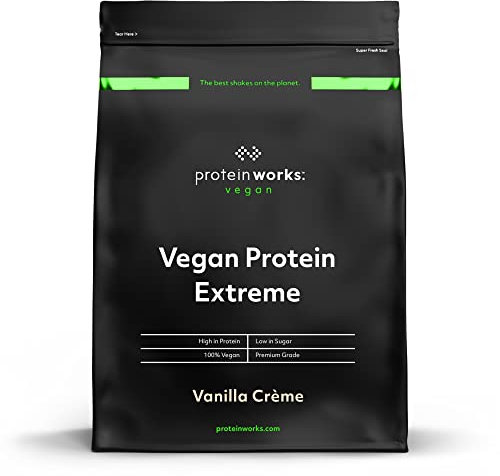 Protein Works - Vegan Protein Extreme, Premium Vegan Protein Powder, Plant-Based Protein Shake, Essential Amino Acids, Vitamins & Minerals, Low Sugar, Vanilla Crème, 57 Servings, 2kg