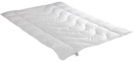 Irisette Warme Winterdecke Steppbett Lara aus edlem Baumwolle-Feinperkal, 95 Grad waschbar, inkl. Aufbewahrungstasche, 200 x 200 cm, Weiß