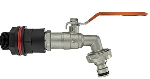 Water Butt/Storage Tank/rain Barrel Outlet Adaptor with Metal Lever tap,Universal Click Hose Connection (to fit 26mm Hole)
