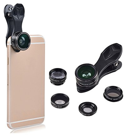 5 in 1 Universal Clip-On Cell Phone Objektiv Kit Fisheye Weitwinkel Makro Tele CPL Objektiv für iPhone Xiaomi Huawei