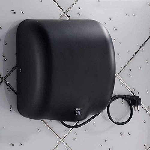 Asciugamani elettrico, Asciugamani automatico a induzione, Asciugamani elettrico in acciaio inossidabile, Asciugamani elettrico per bagno/WC, Asciugamani elettrico professionale, 1200W,Black