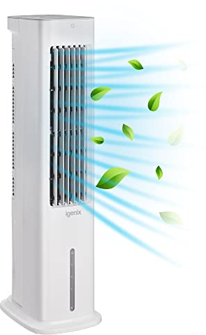 Igenix IG9706 Evaporative Air Cooler with Remote Control and LED Display, 3 Fan Speeds with Oscillation Function, 7 Hour Timer and 5 Litre Water Tank for Home or Office Use, White