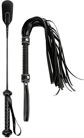 RIDIN Leather Crop 18 Faux Leather Whip 33 Equestrian Set - Leather Horse Riding Set - Horse Training Whip Play