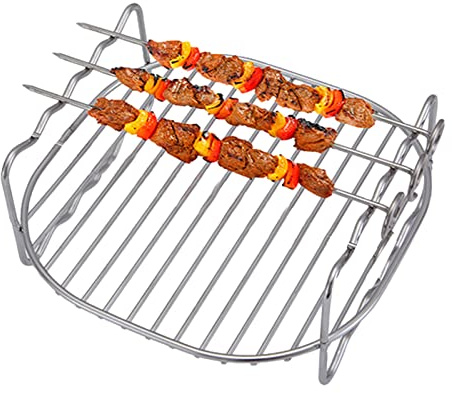 Stalf Air Fryer Rack, Airfryer-korg, bricka, luftfritös-tillbehör, grillställ, matlagningsställ för pizzapanna, grillgaller, silikonmatta, ugn-luftfritös-grill