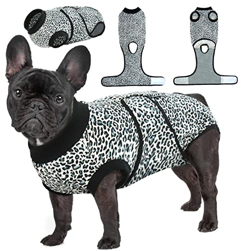 Kuoser Genesungsanzug für Hunde, weiblich/männlich, groß, weich, atmungsaktiv, chirurgischer Genesungsanzug, Einteiler, Blau, Größe L